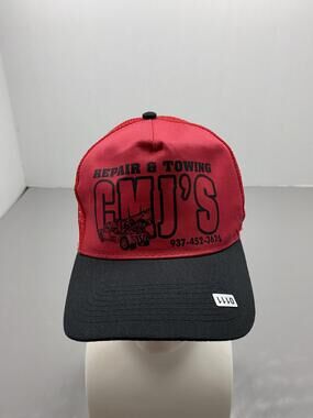 GMJ's Repair & Towing Hat Cap Snap Back One Size Red Otto Trucker Twill